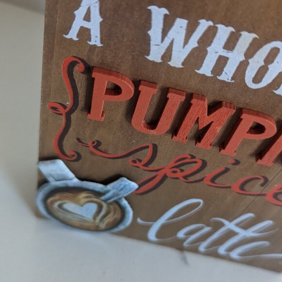 NWT Rustic 'Love You Whole Pumpkin Spice Latte' Wood Box Sign Home Decor Ashland - Picture 7 of 8